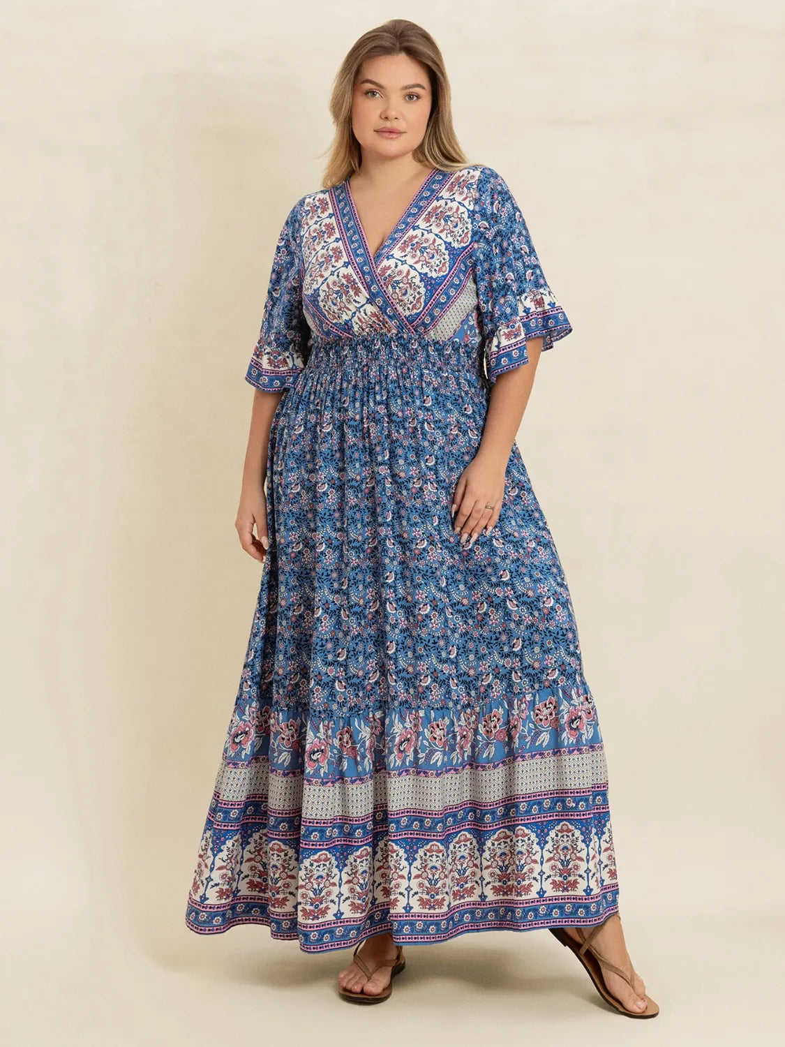 🌸 Vestido Largo con Volantes y Fruncidos – Romanticismo en cada detalle