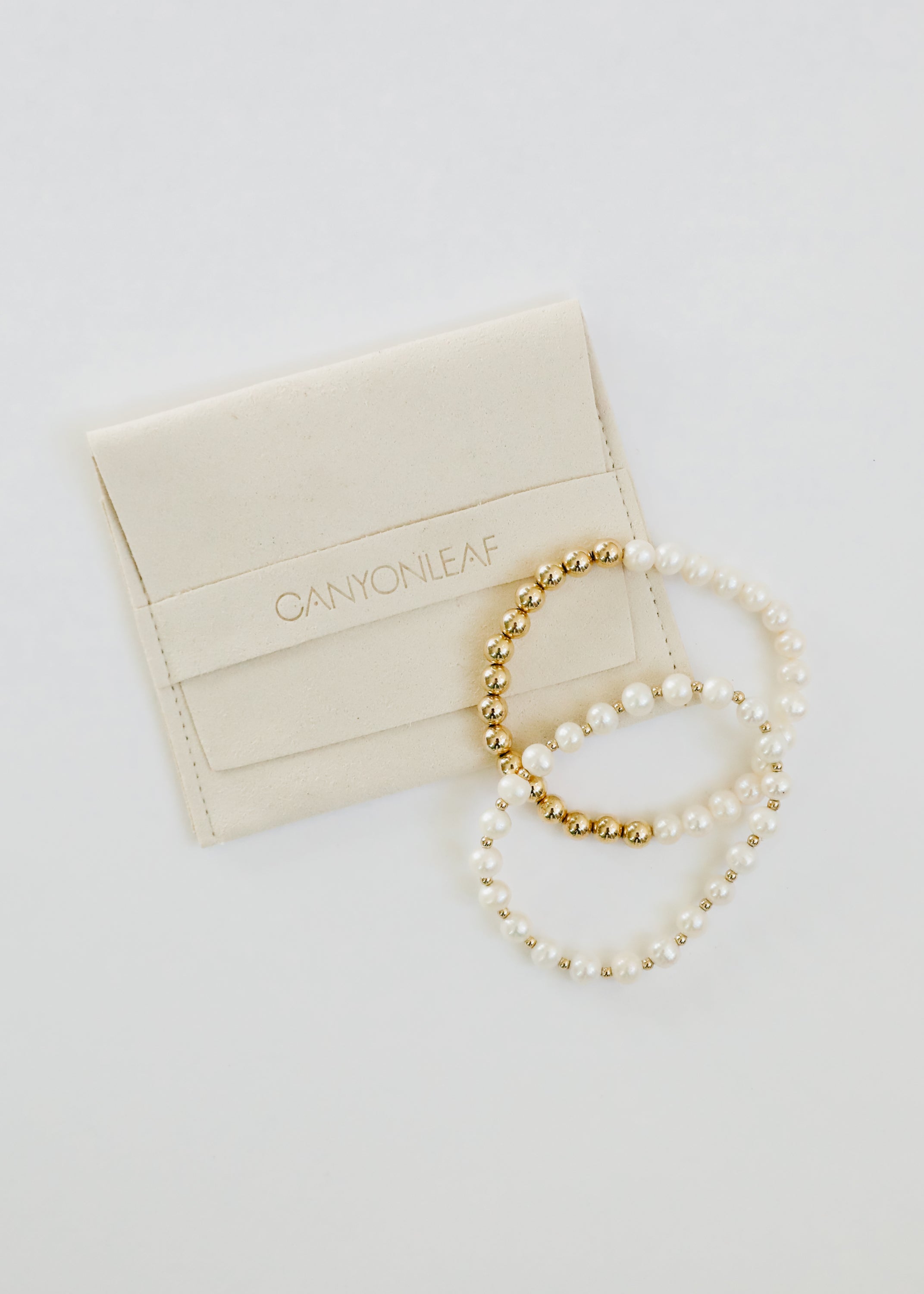 Pearl : 14k Gold Filled Sun + Moon || Stretch Bracelets