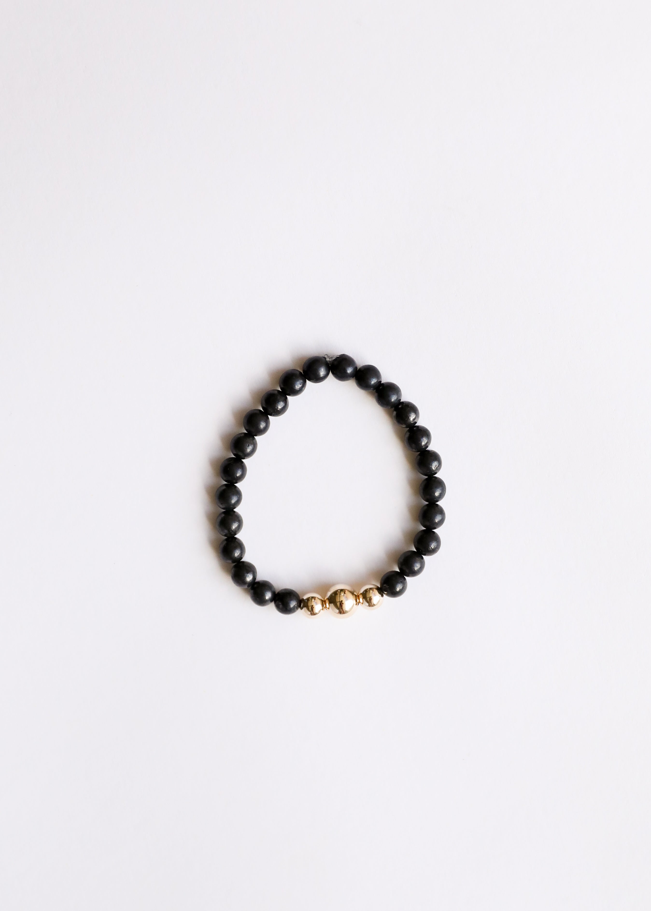 Pure Shungite + 14K Gold Filled || Adult Stretch Bracelet