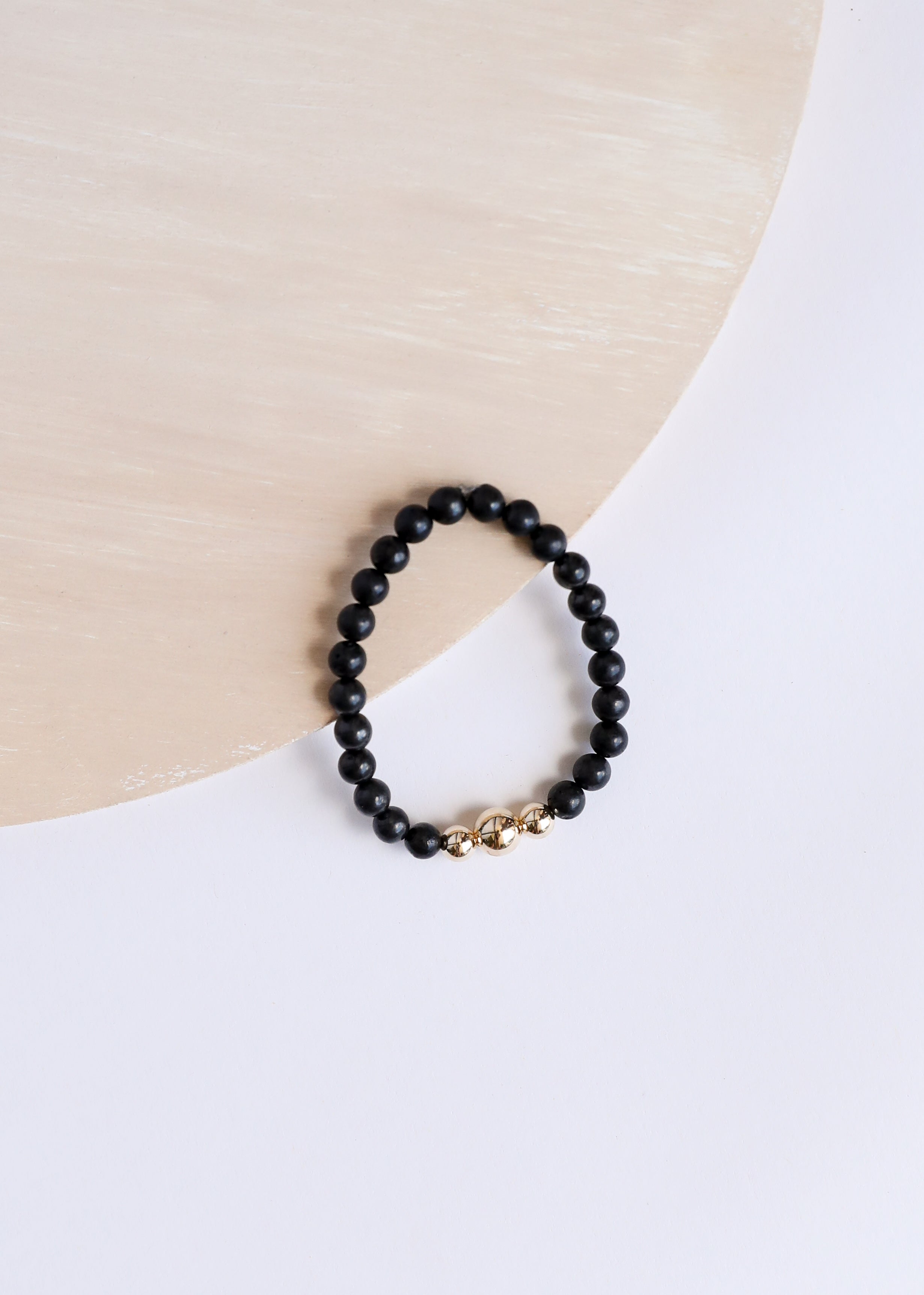 Pure Shungite + 14K Gold Filled || Adult Stretch Bracelet