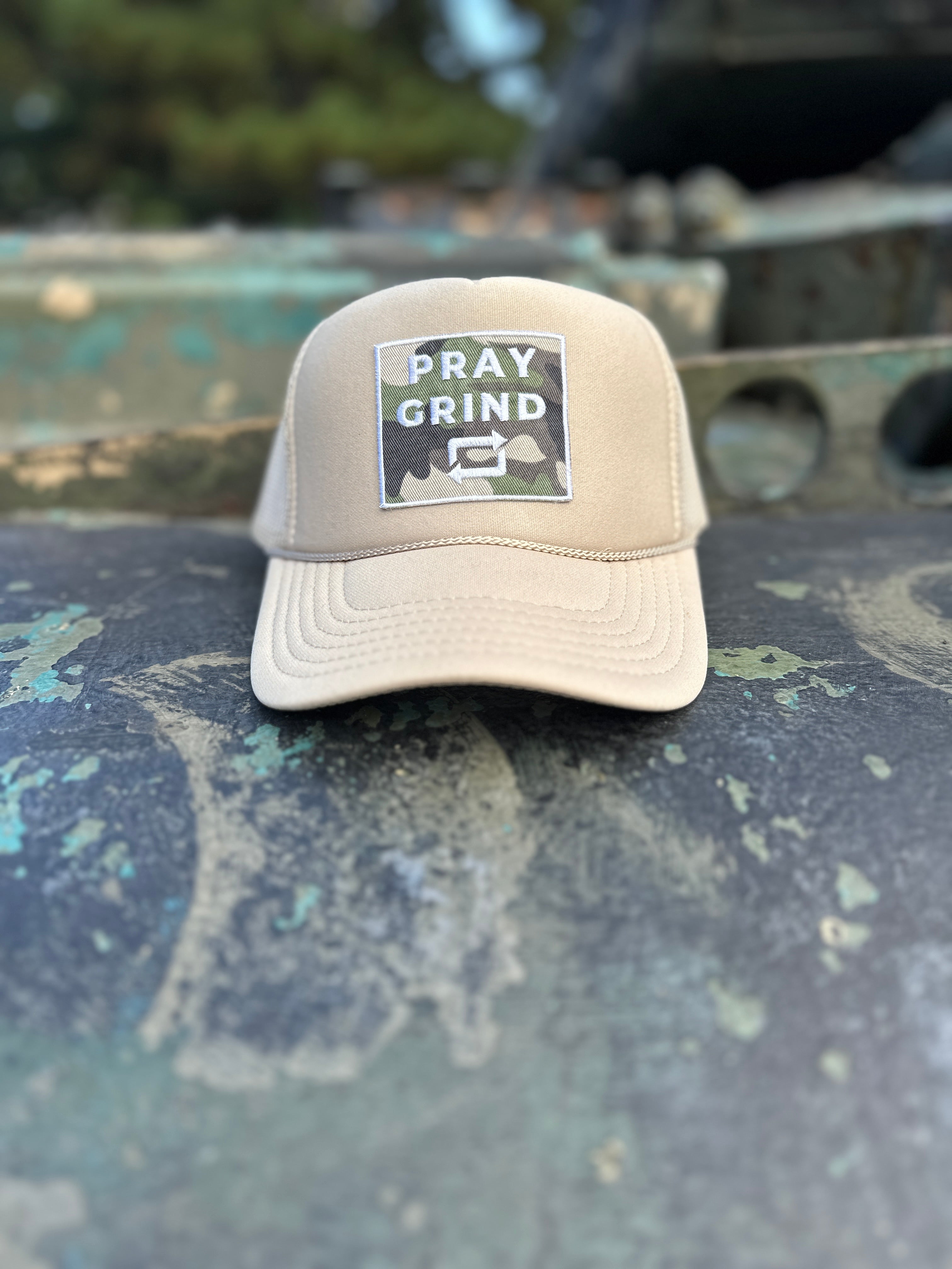 PRAY GRIND REPEAT- Foam Mesh Snap-back (various color options)