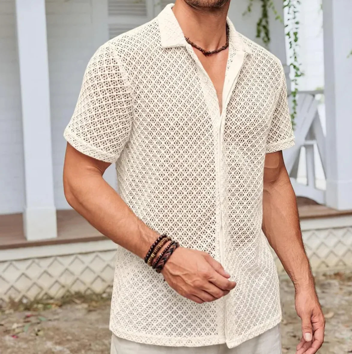 Camisa de Malla para Hombre – Estilo Fresco y Urbano de Verano