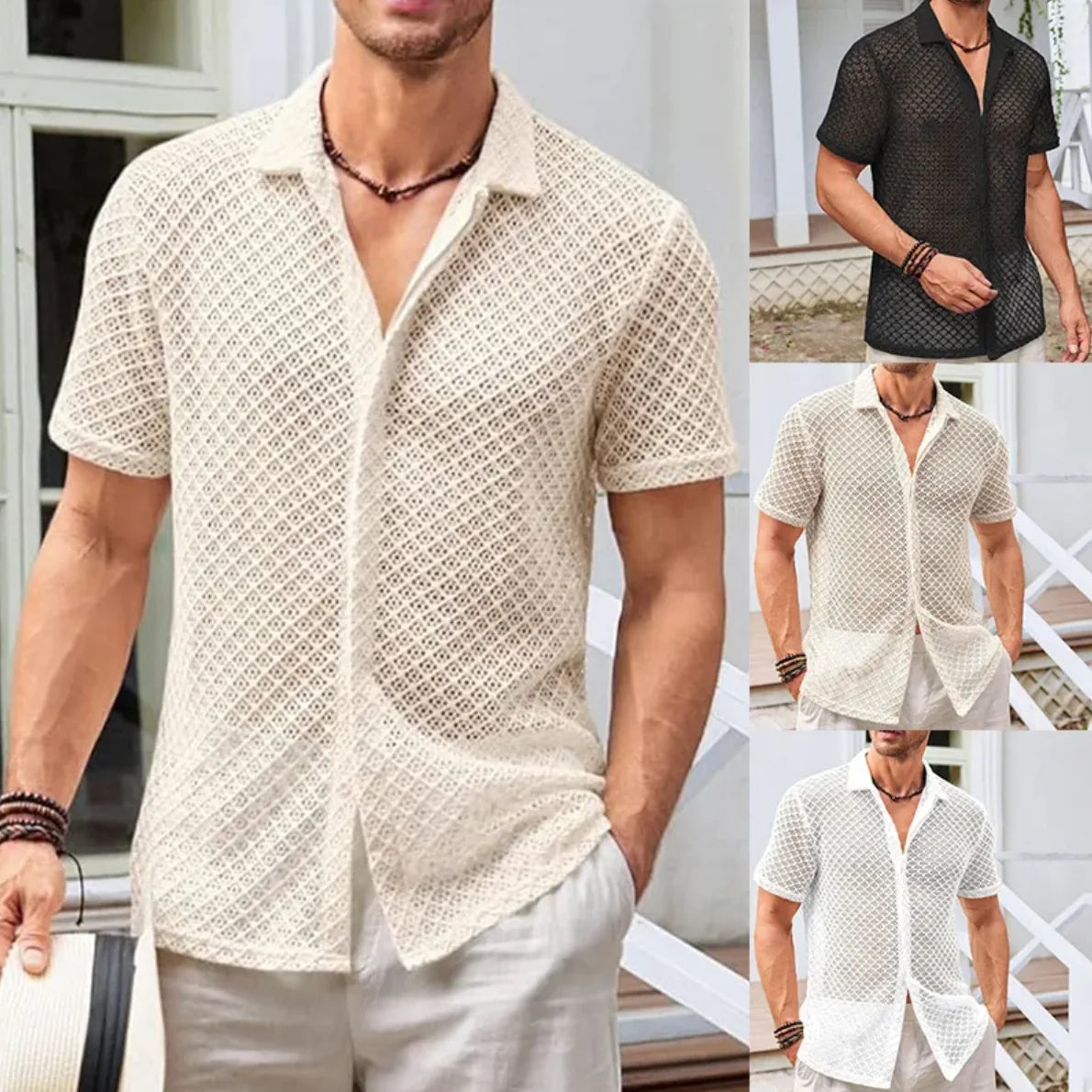Camisa de Malla para Hombre – Estilo Fresco y Urbano de Verano