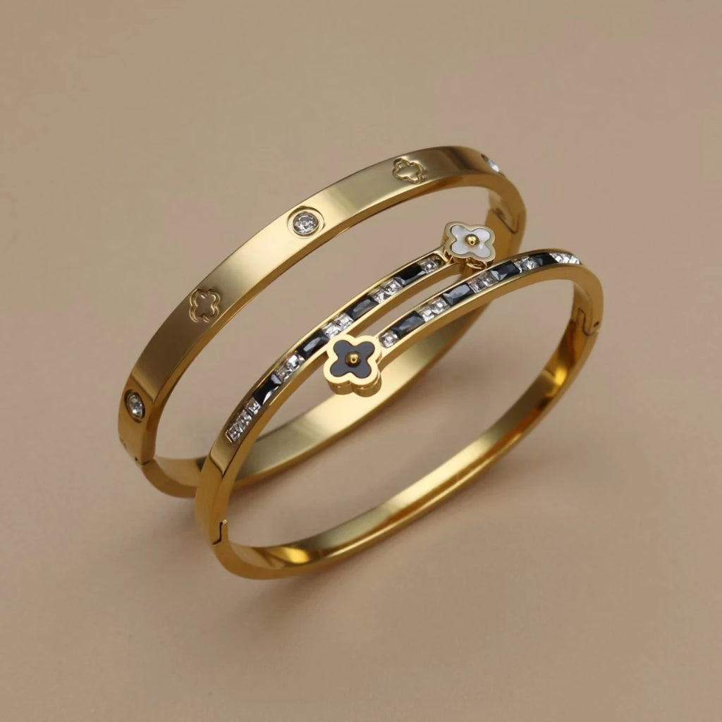 Pulsera Trébol Acero – Cristal y Suerte