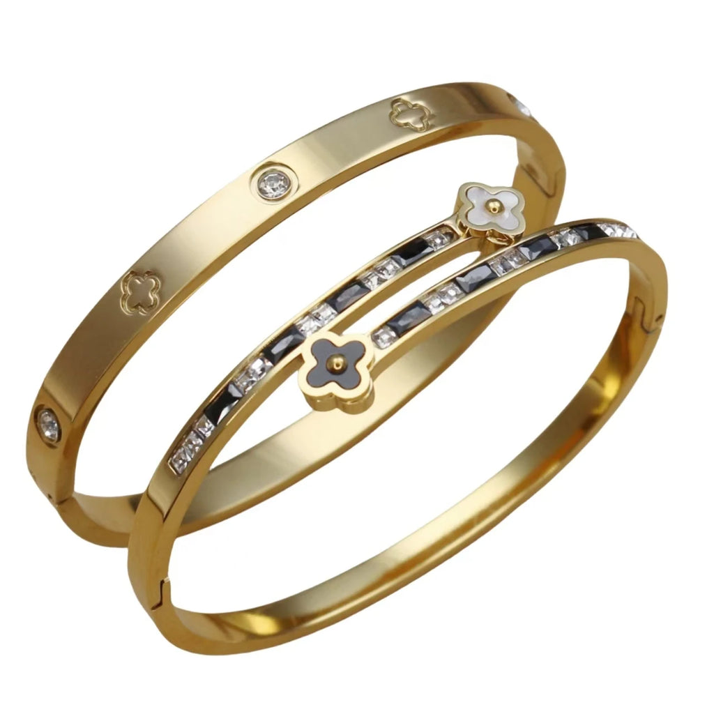 Pulsera Trébol Acero – Cristal y Suerte