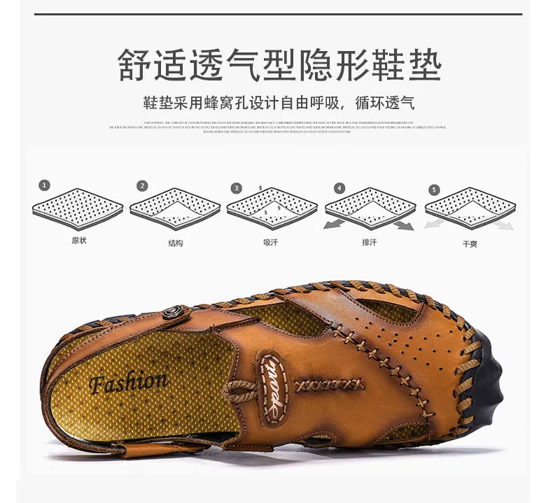 Sandalias Hombre Verano 2022 – Cuero Cómodo y Estilo Playero XL