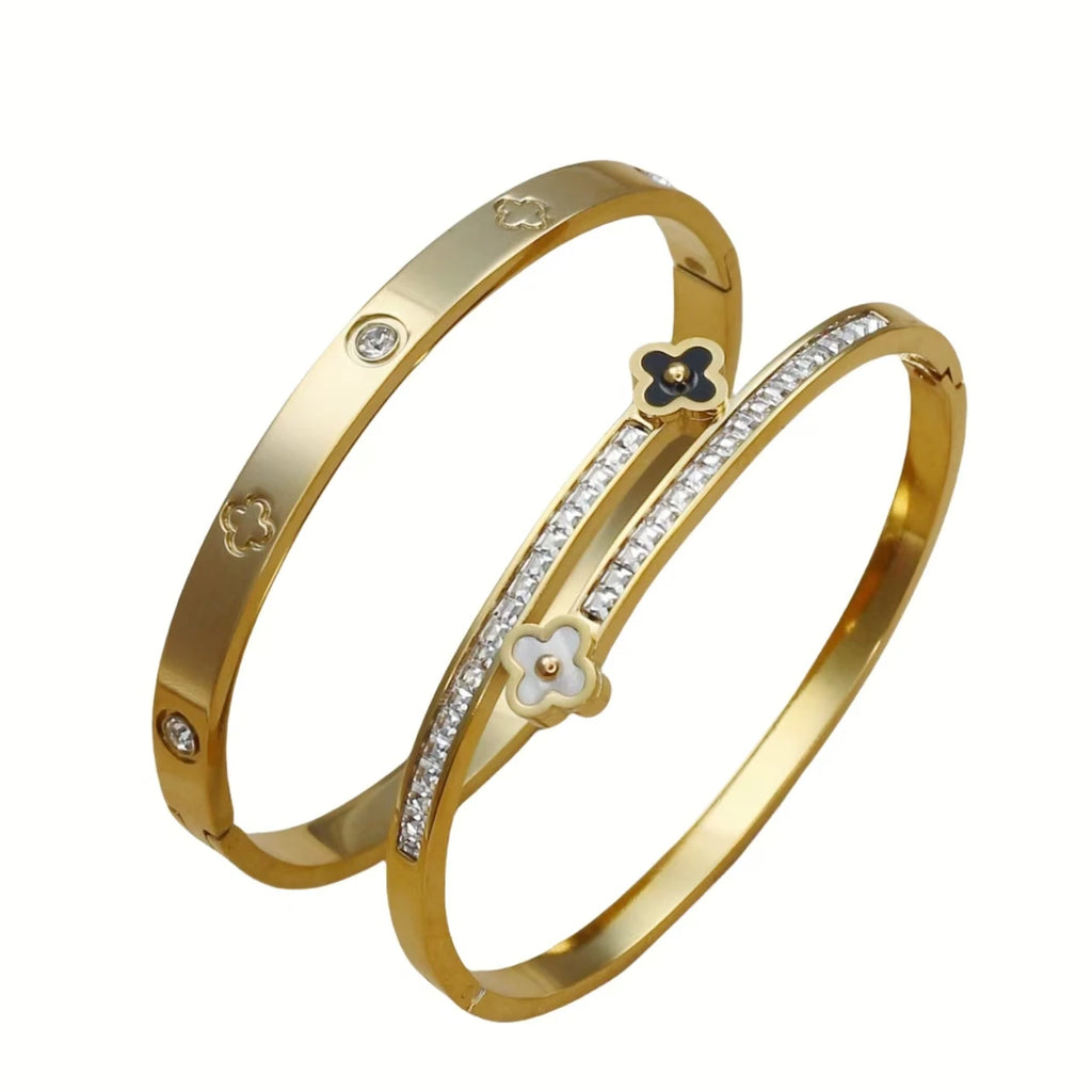 Pulsera Trébol Acero – Cristal y Suerte