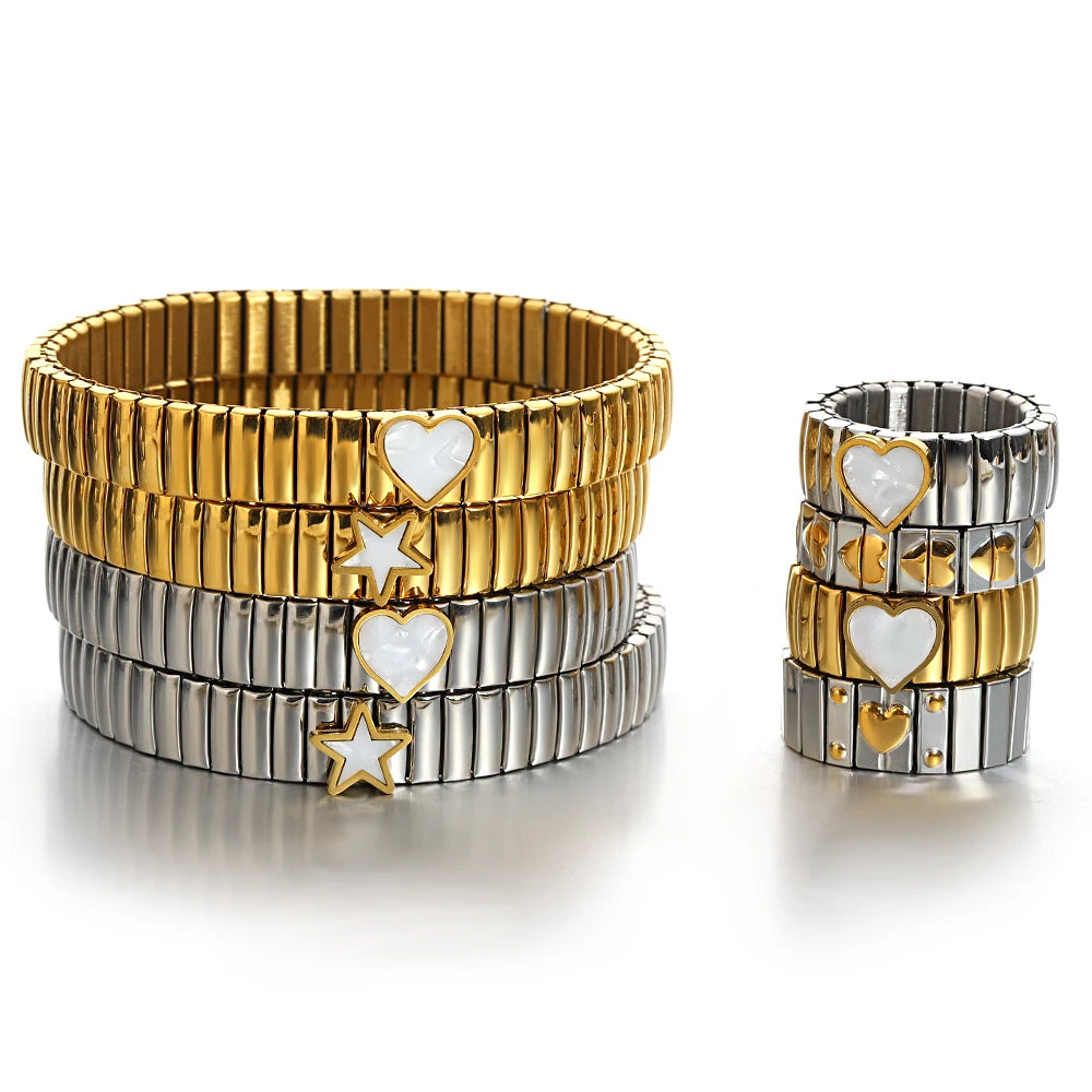 Brazalete Love Stars – Elástico Unisex Acero