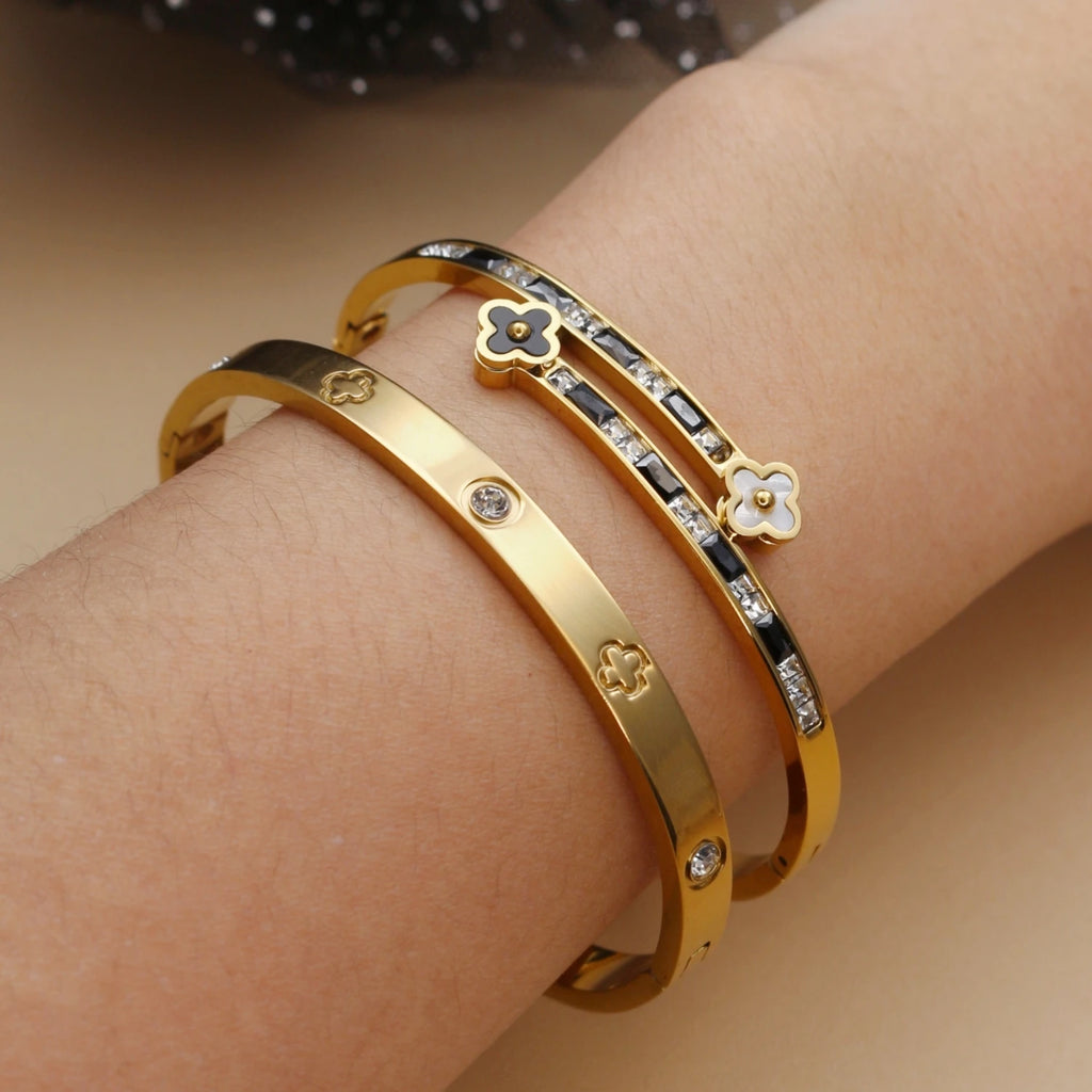 Pulsera Trébol Acero – Cristal y Suerte