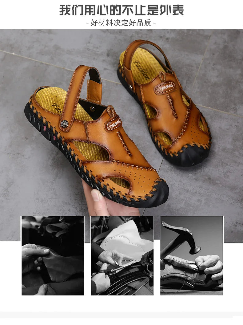 Sandalias Hombre Verano 2022 – Cuero Cómodo y Estilo Playero XL