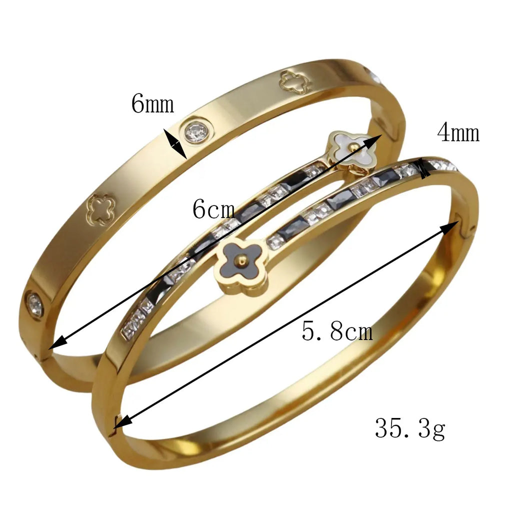 Pulsera Trébol Acero – Cristal y Suerte