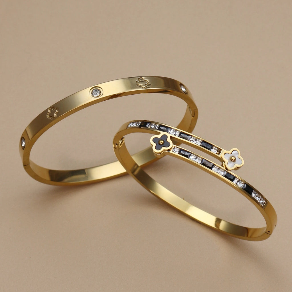 Pulsera Trébol Acero – Cristal y Suerte