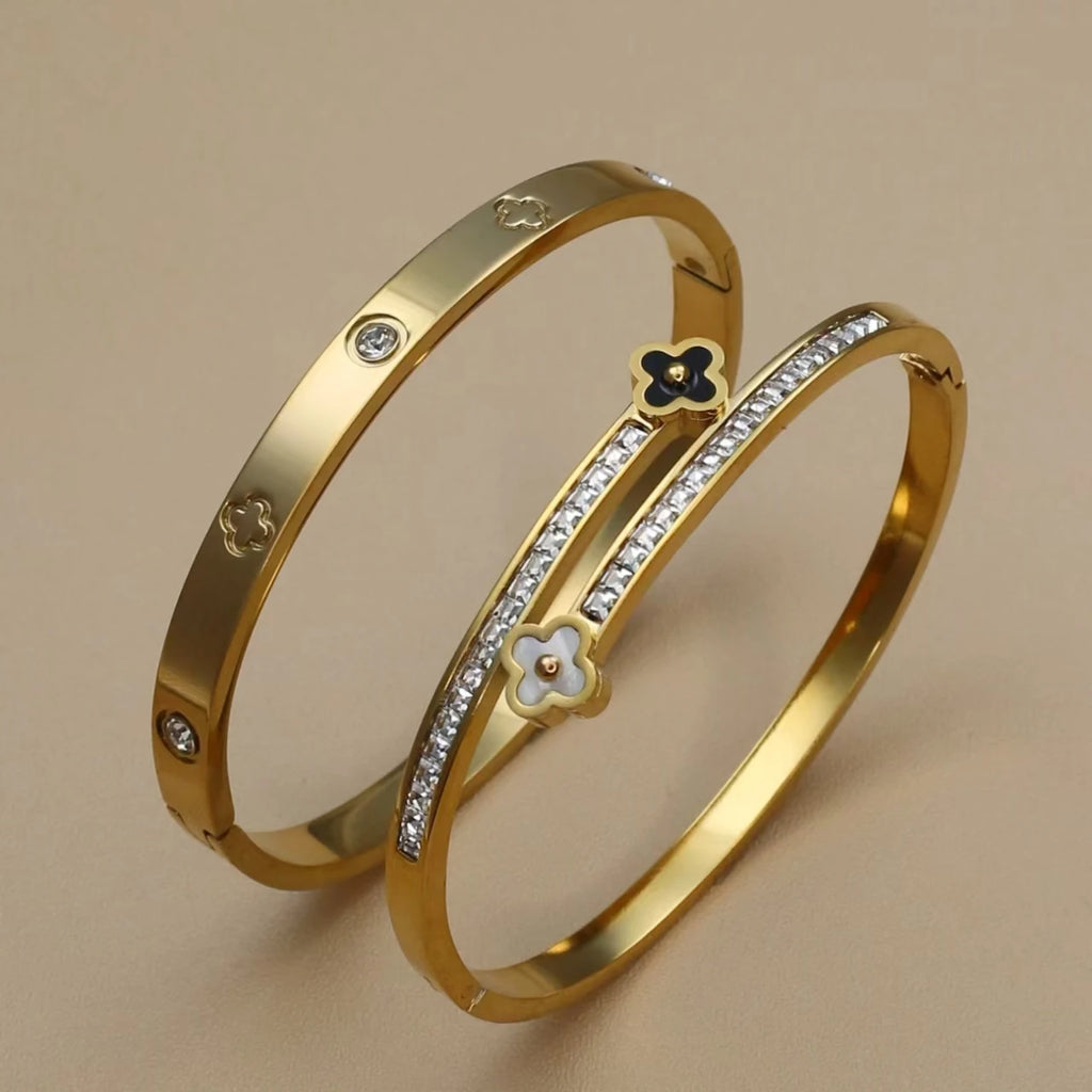 Pulsera Trébol Acero – Cristal y Suerte