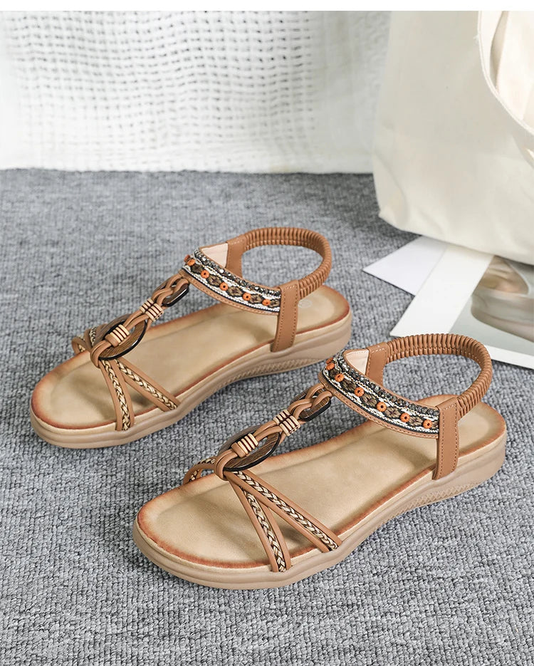 Sandalias Retro Mujer Verano 2025 – Colores Caribeños y Comodidad Total