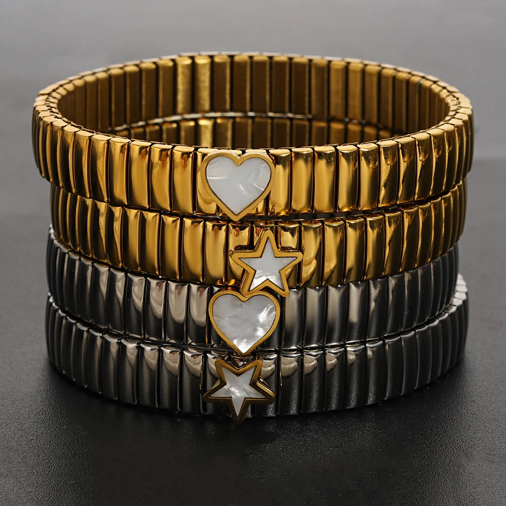 Brazalete Love Stars – Elástico Unisex Acero
