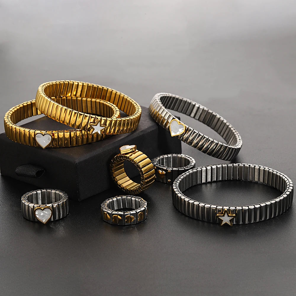 Brazalete Love Stars – Elástico Unisex Acero
