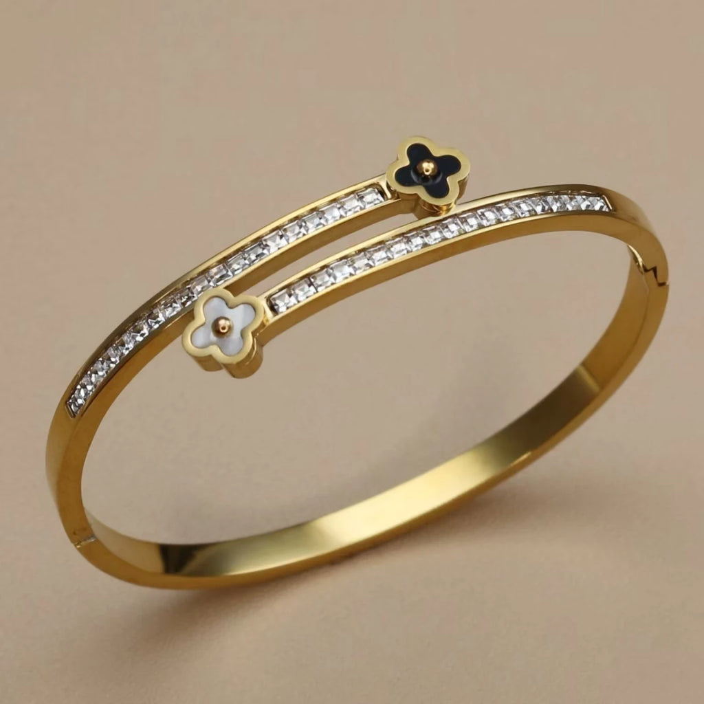 Pulsera Trébol Acero – Cristal y Suerte