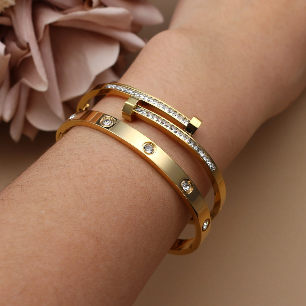 Pulsera Trébol Acero – Cristal y Suerte
