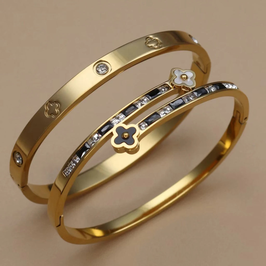 Pulsera Trébol Acero – Cristal y Suerte