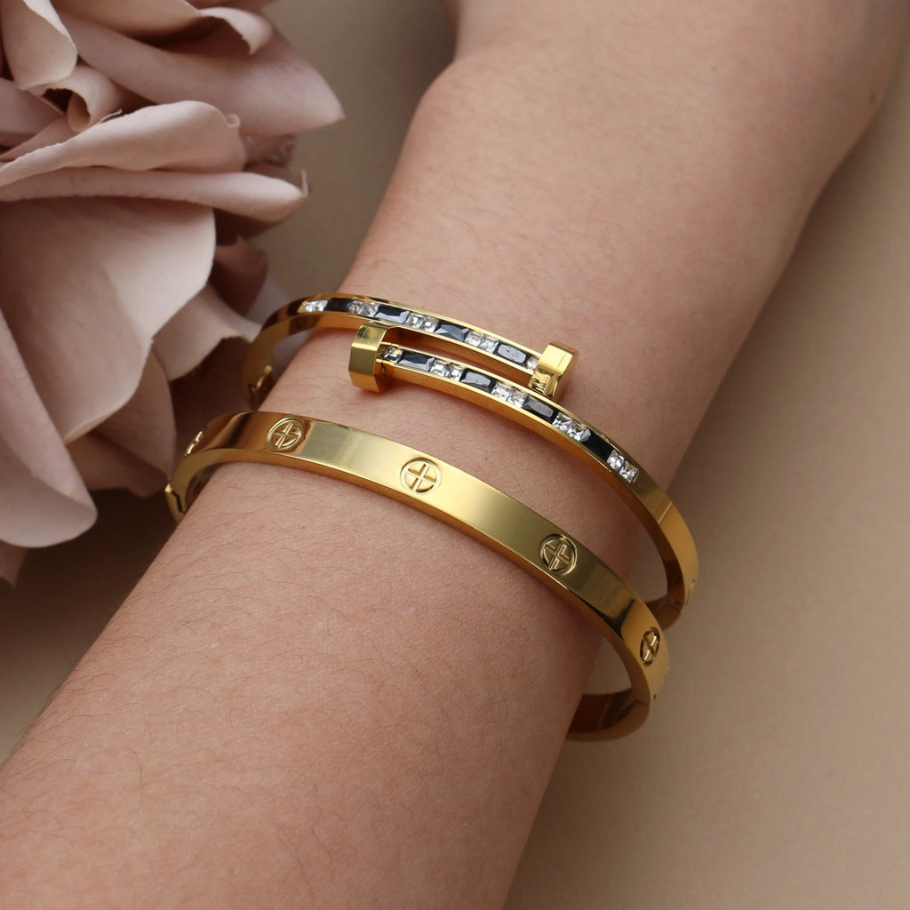 Pulsera Trébol Acero – Cristal y Suerte