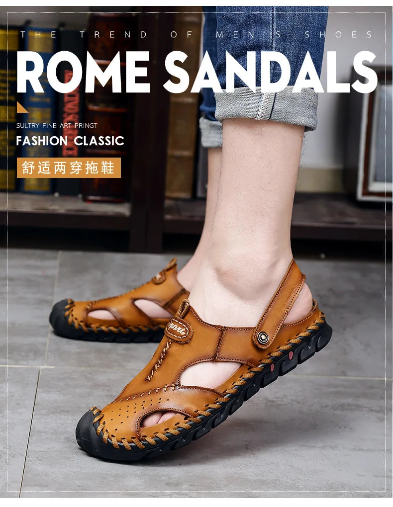 Sandalias Hombre Verano 2022 – Cuero Cómodo y Estilo Playero XL