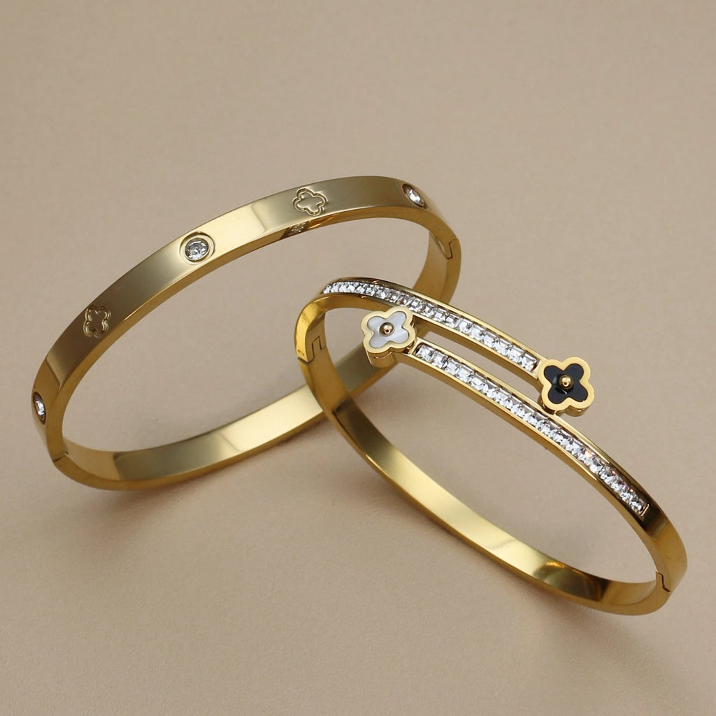 Pulsera Trébol Acero – Cristal y Suerte