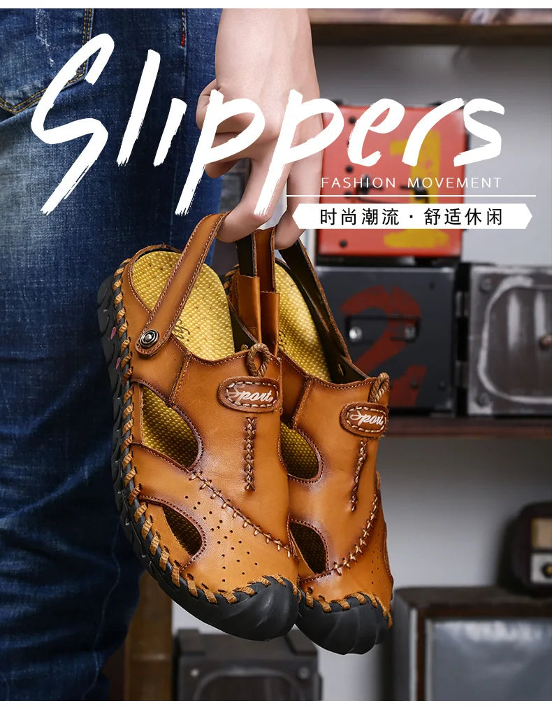 Sandalias Hombre Verano 2022 – Cuero Cómodo y Estilo Playero XL