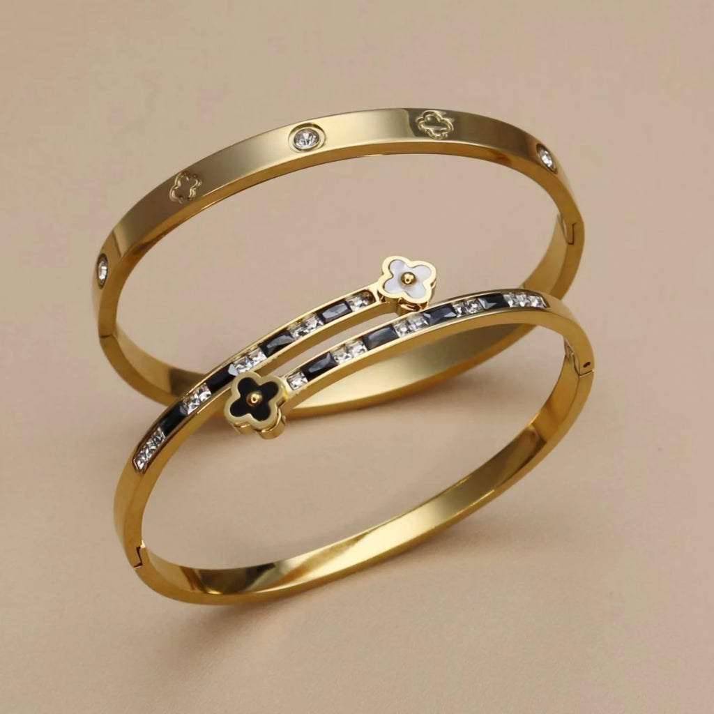 Pulsera Trébol Acero – Cristal y Suerte