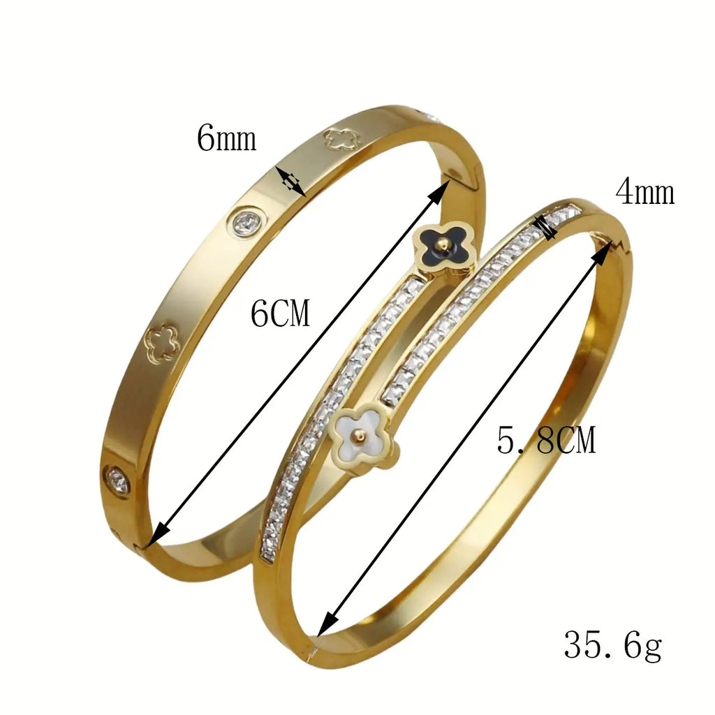 Pulsera Trébol Acero – Cristal y Suerte