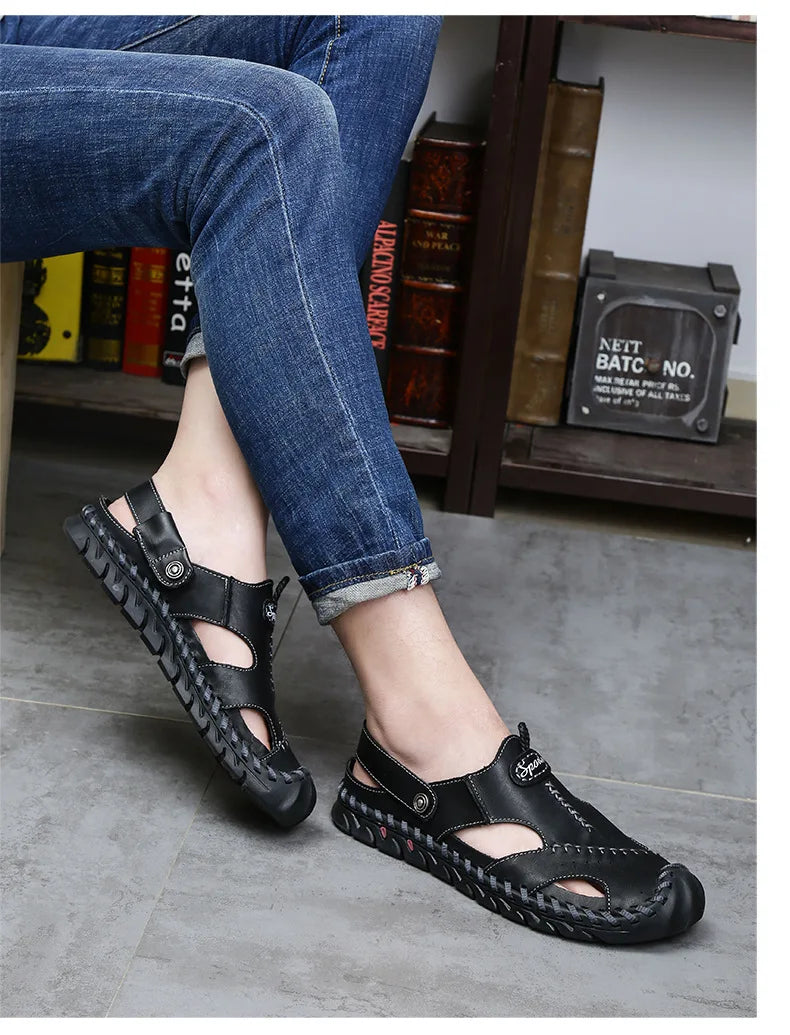 Sandalias Hombre Verano 2022 – Cuero Cómodo y Estilo Playero XL