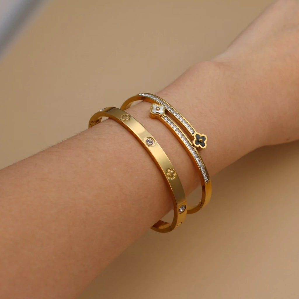 Pulsera Trébol Acero – Cristal y Suerte