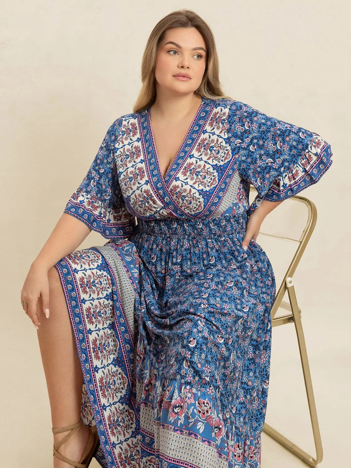 🌸 Vestido Largo con Volantes y Fruncidos – Romanticismo en cada detalle