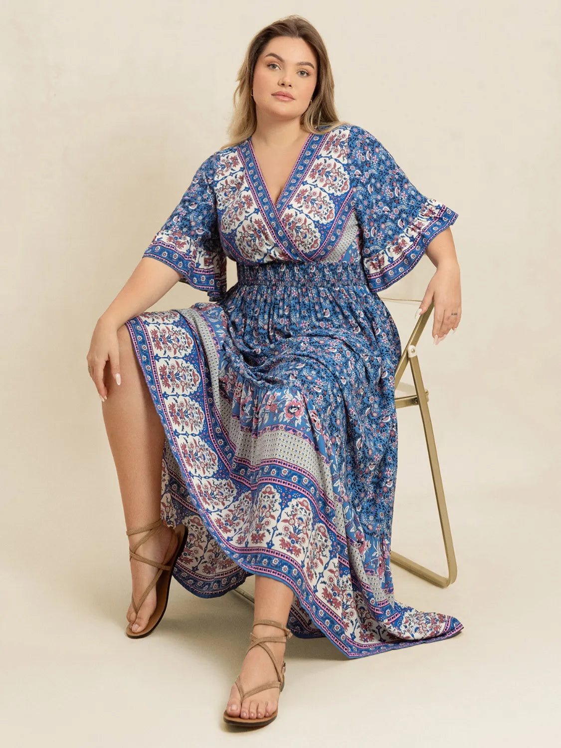 🌸 Vestido Largo con Volantes y Fruncidos – Romanticismo en cada detalle