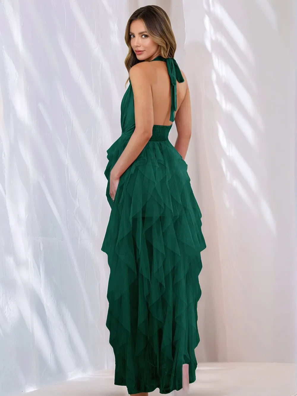 Vestido Midi con Abertura y Forro – Semi-transparente, Sin Stretch